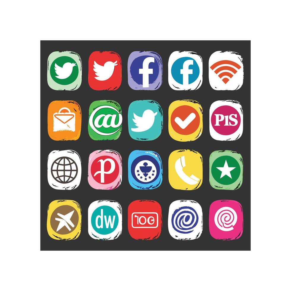 Social Media Icon Set Collection for Websites and Mobile Applications vector