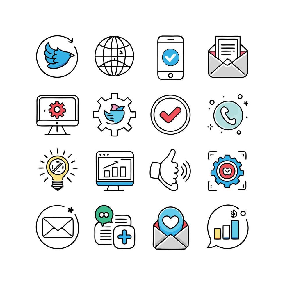 Social Media Icon Set Collection for Websites and Mobile Applications vector