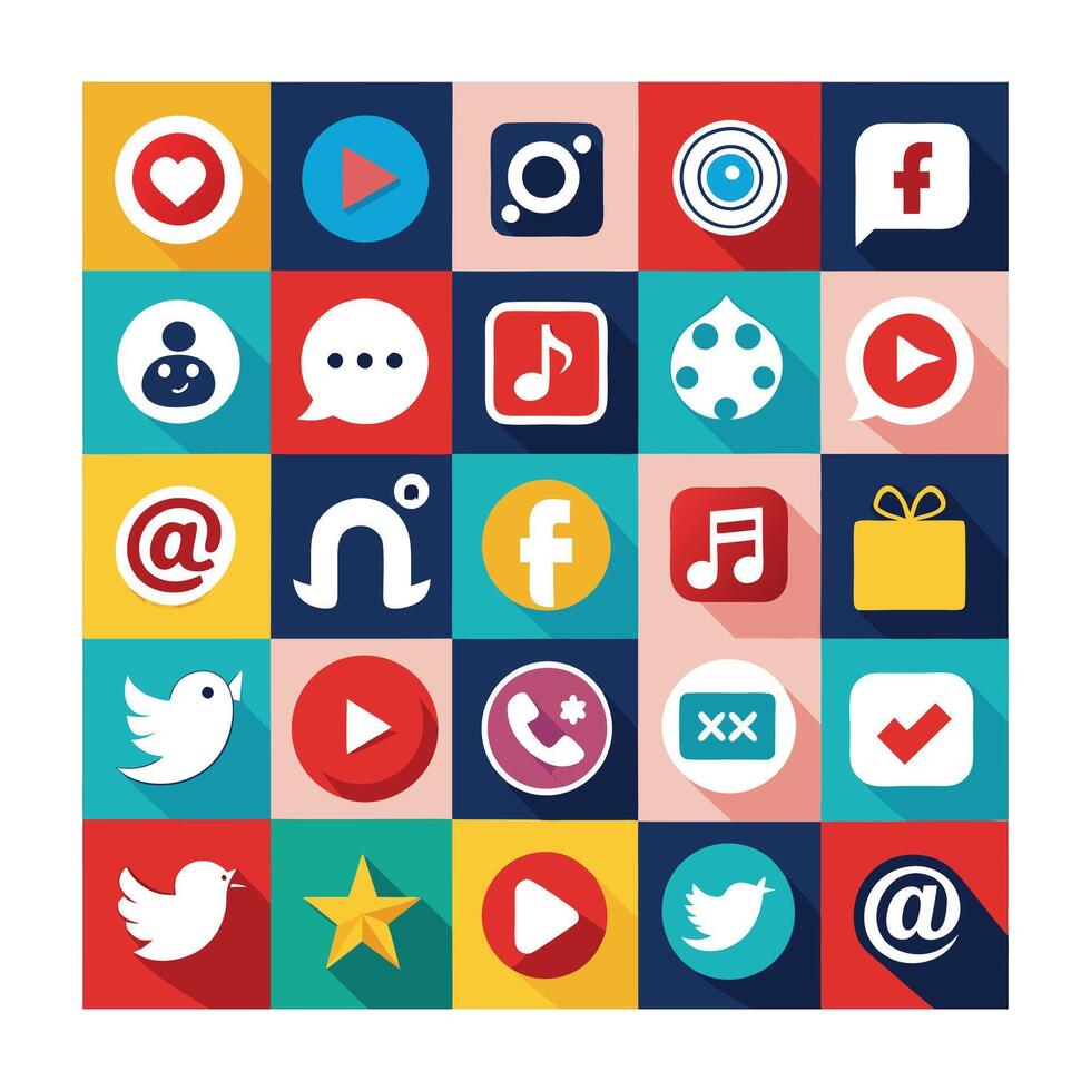 Social Media Icon Set Collection for Websites and Mobile Applications vector