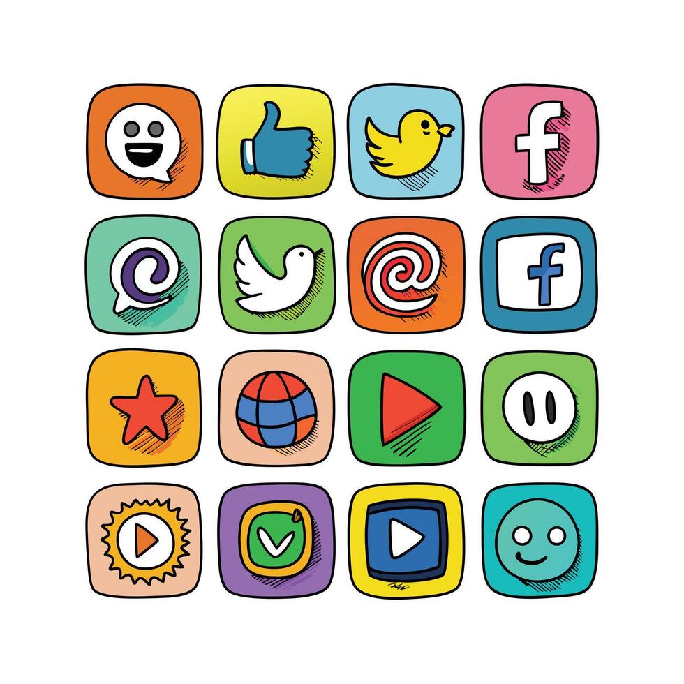 Social Media Icon Set Collection for Websites and Mobile Applications vector