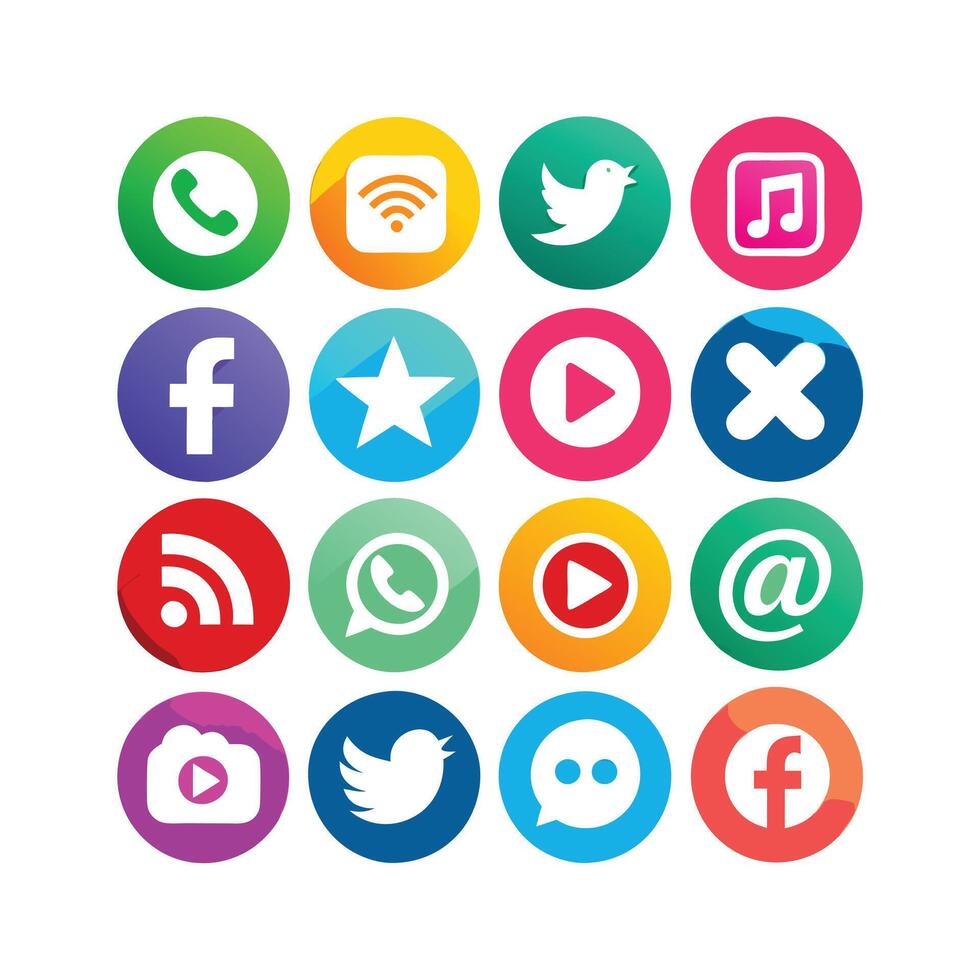 Social Media Icon Set Collection for Websites and Mobile Applications vector
