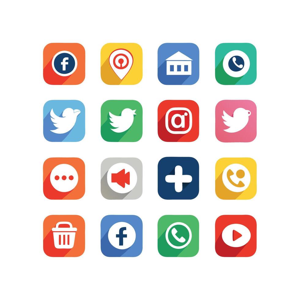 Social Media Icon Set Collection for Websites and Mobile Applications vector