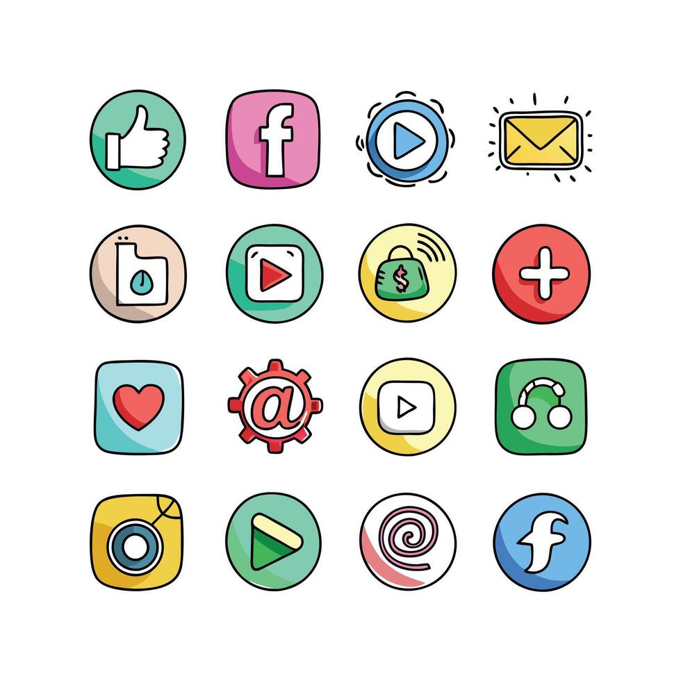 Social Media Icon Set Collection for Websites and Mobile Applications vector