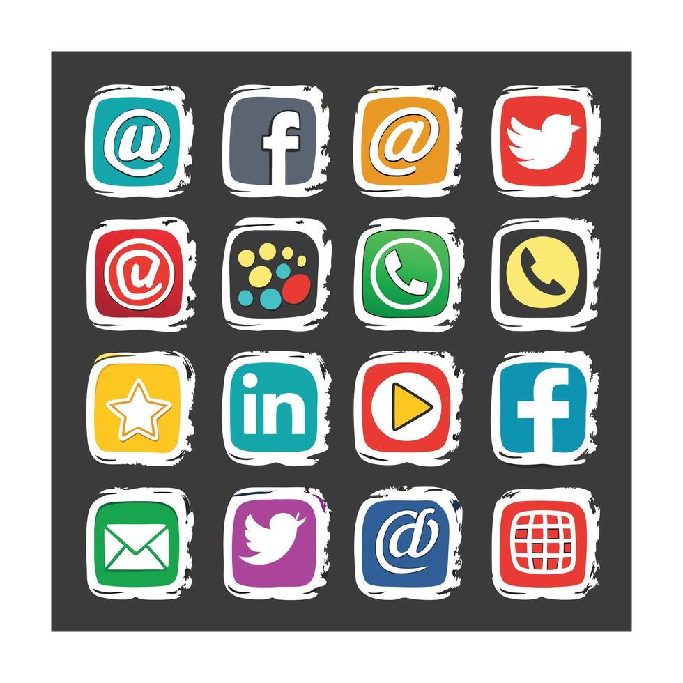 Social Media Icon Set Collection for Websites and Mobile Applications vector