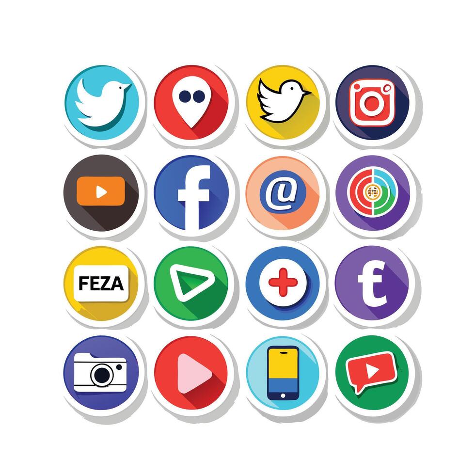 Social Media Icon Set Collection for Websites and Mobile Applications vector
