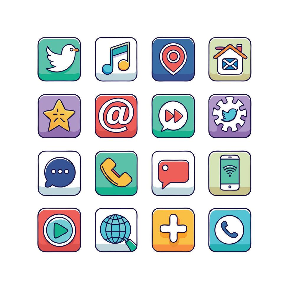 Social Media Icon Set Collection for Websites and Mobile Applications vector