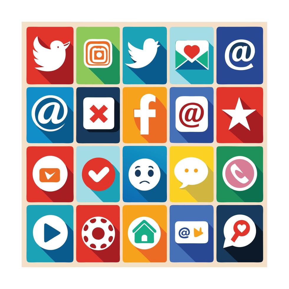 Social Media Icon Set Collection for Websites and Mobile Applications vector
