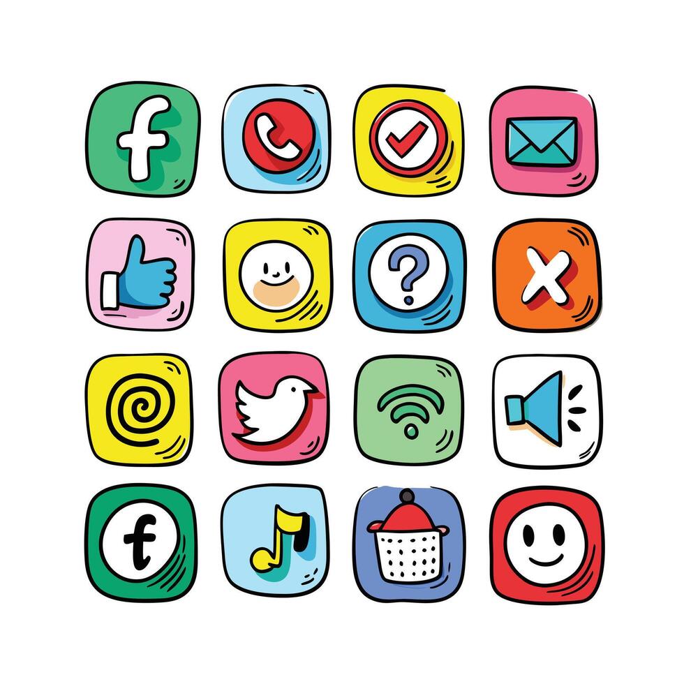 Social Media Icon Set Collection for Websites and Mobile Applications vector
