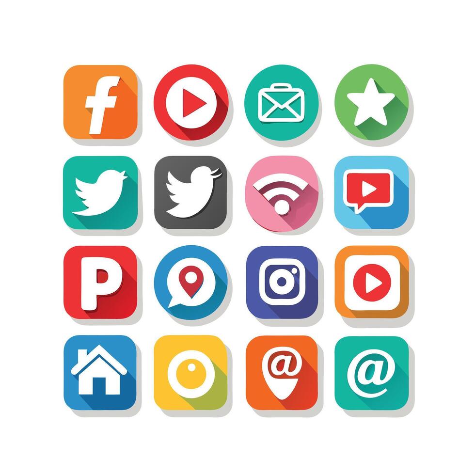 Social Media Icon Set Collection for Websites and Mobile Applications vector