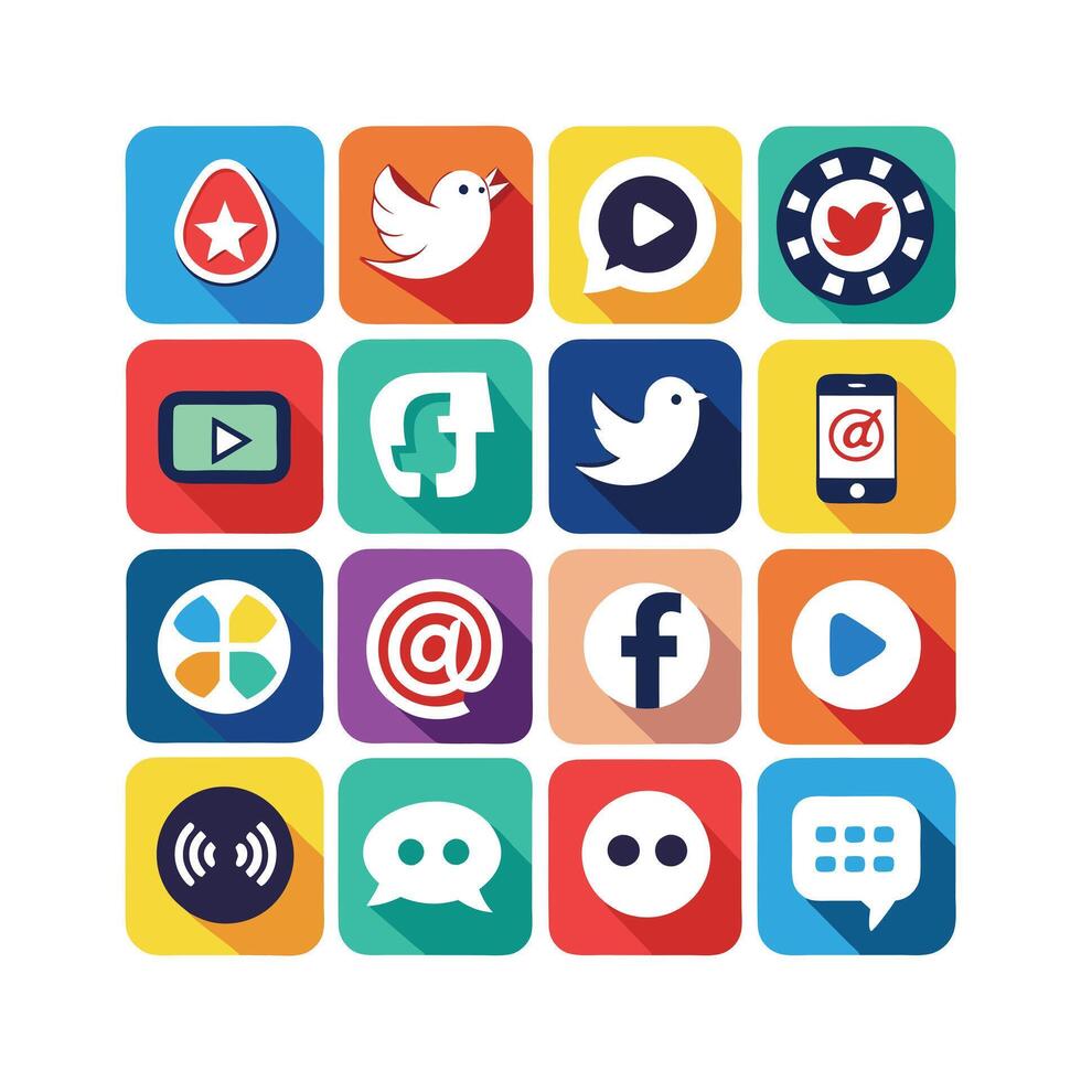Social Media Icon Set Collection for Websites and Mobile Applications vector