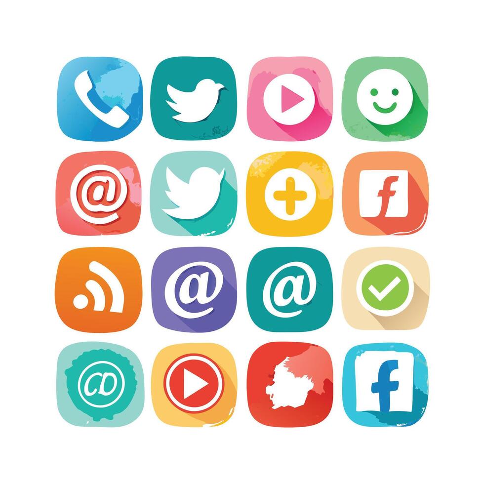 Social Media Icon Set Collection for Websites and Mobile Applications vector