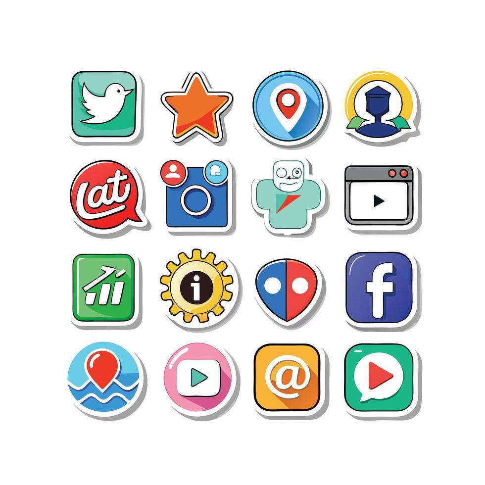 Social Media Icon Set Collection for Websites and Mobile Applications vector
