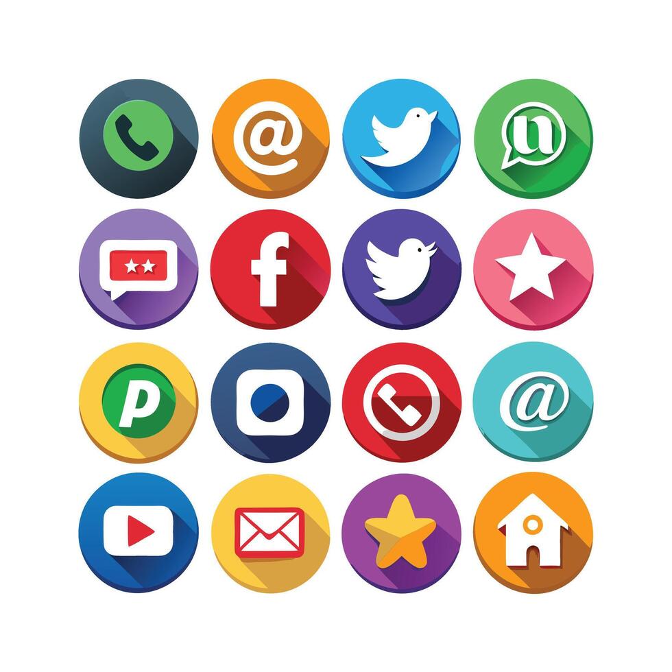 Social Media Icon Set Collection for Websites and Mobile Applications vector