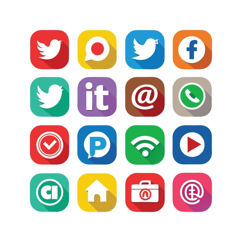Social Media Icon Set Collection for Websites and Mobile Applications vector