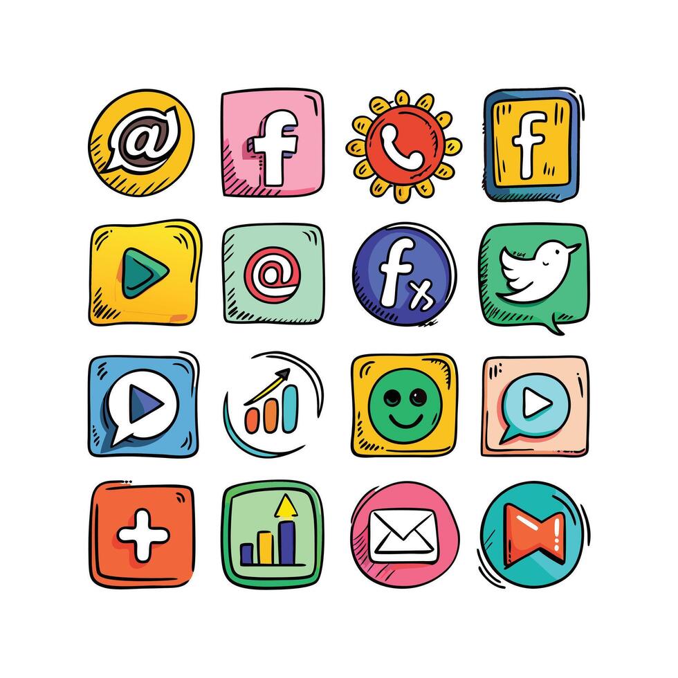 Social Media Icon Set Collection for Websites and Mobile Applications vector
