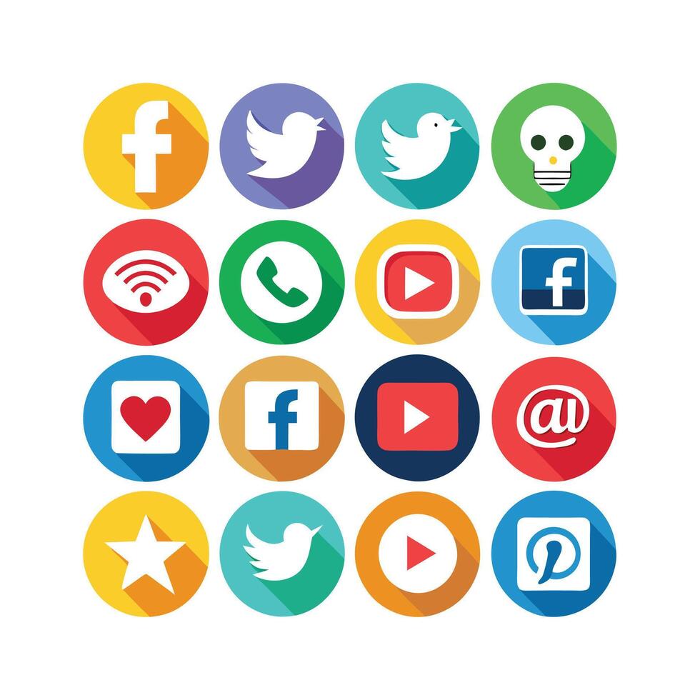 Social Media Icon Set Collection for Websites and Mobile Applications vector