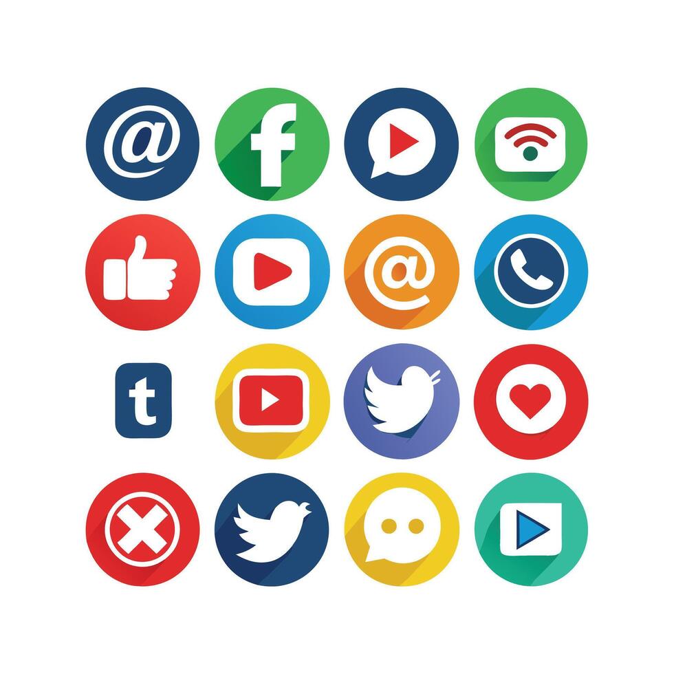 Social Media Icon Set Collection for Websites and Mobile Applications vector