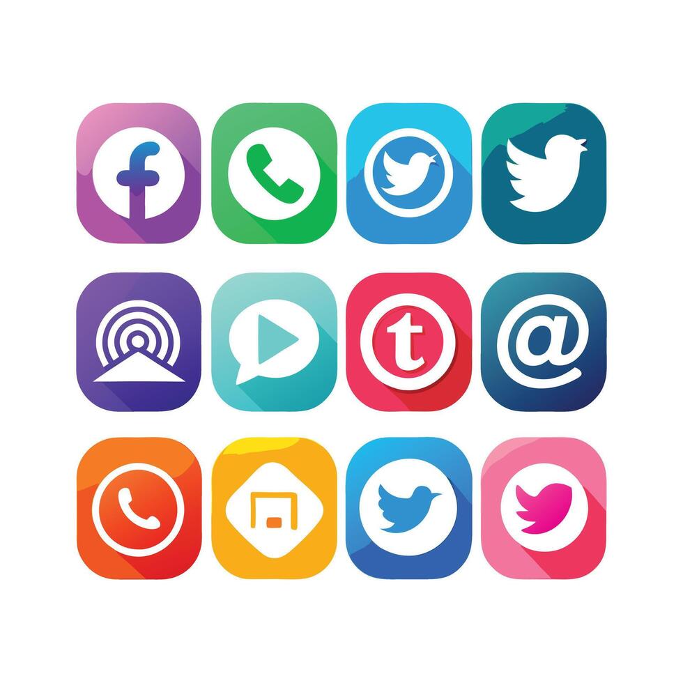 Social Media Icon Set Collection for Websites and Mobile Applications vector