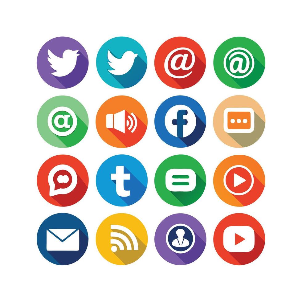 Social Media Icon Set Collection for Websites and Mobile Applications vector