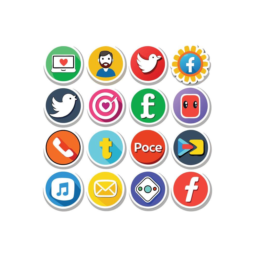 Social Media Icon Set Collection for Websites and Mobile Applications vector