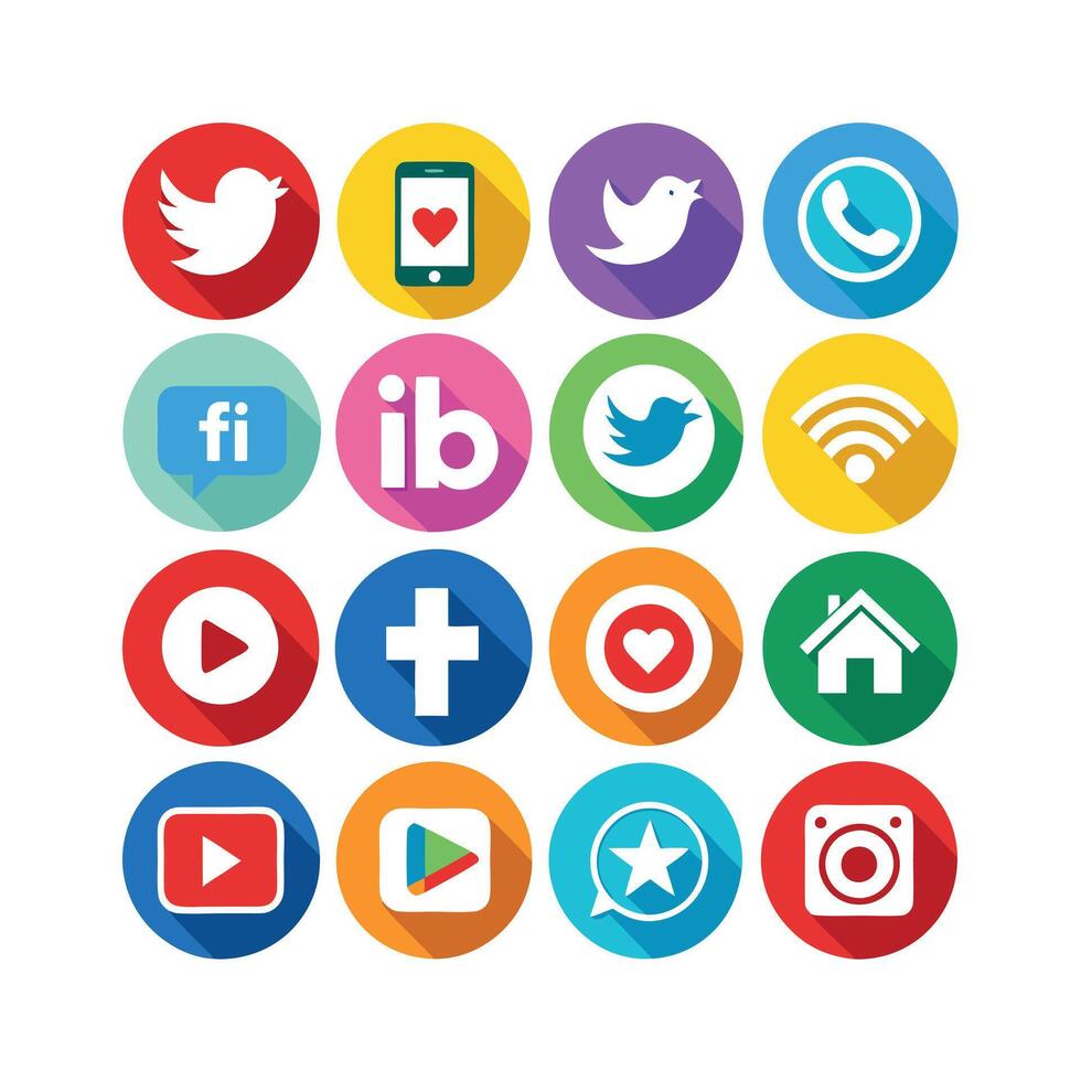 Social Media Icon Set Collection for Websites and Mobile Applications vector
