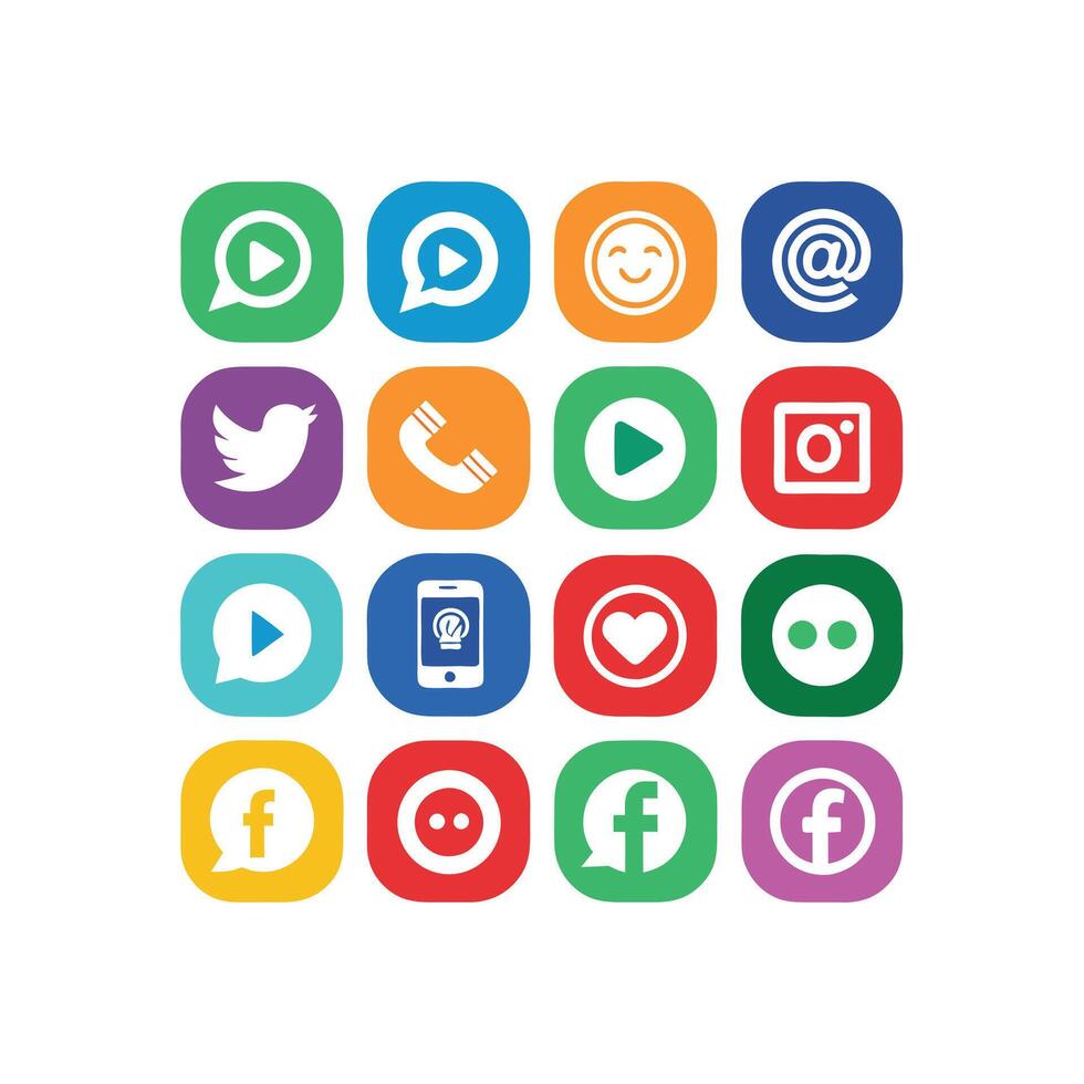 Social Media Icon Set Collection for Websites and Mobile Applications vector