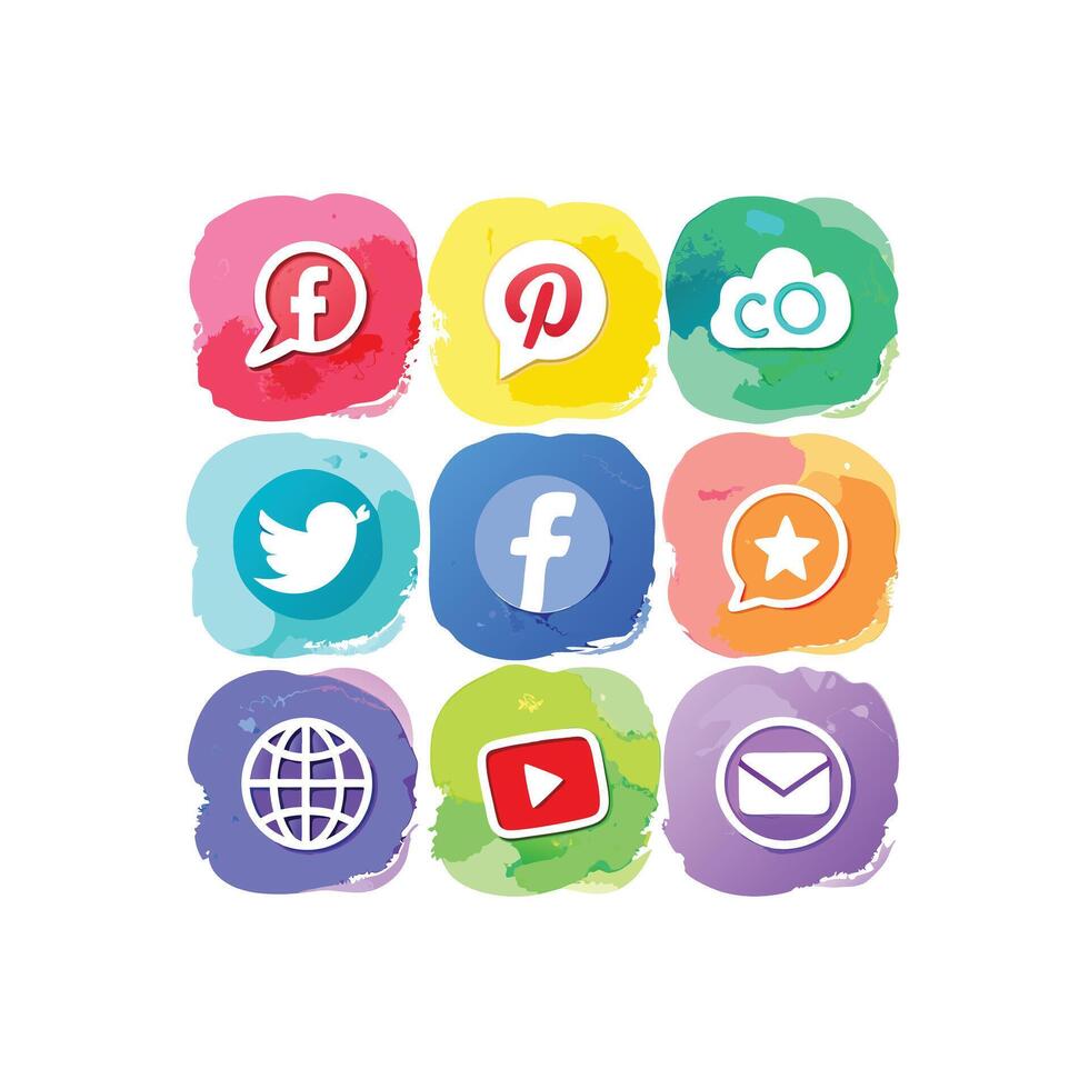 Social Media Icon Set Collection for Websites and Mobile Applications vector