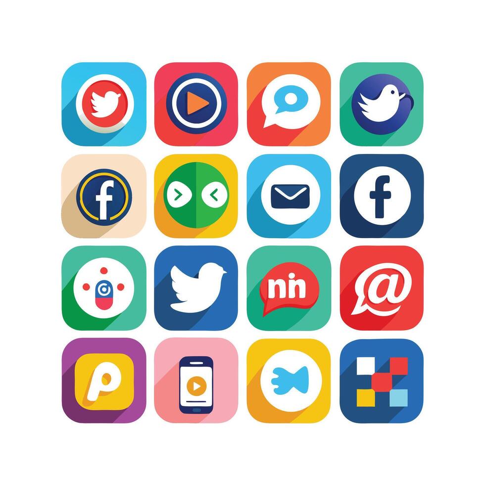 Social Media Icon Set Collection for Websites and Mobile Applications vector