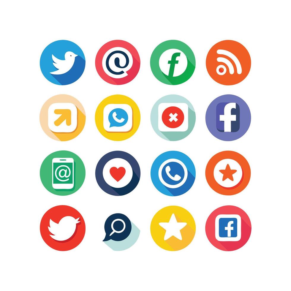 Social Media Icon Set Collection for Websites and Mobile Applications vector