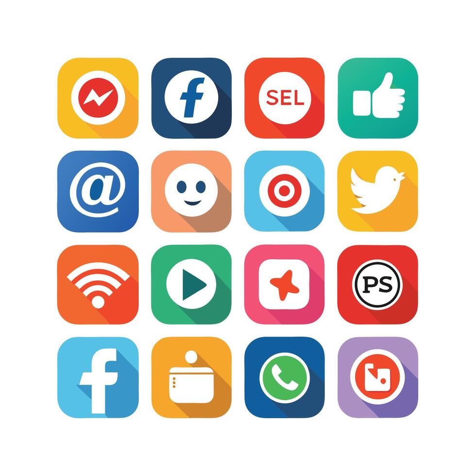 Social Media Icon Set Collection for Websites and Mobile Applications vector