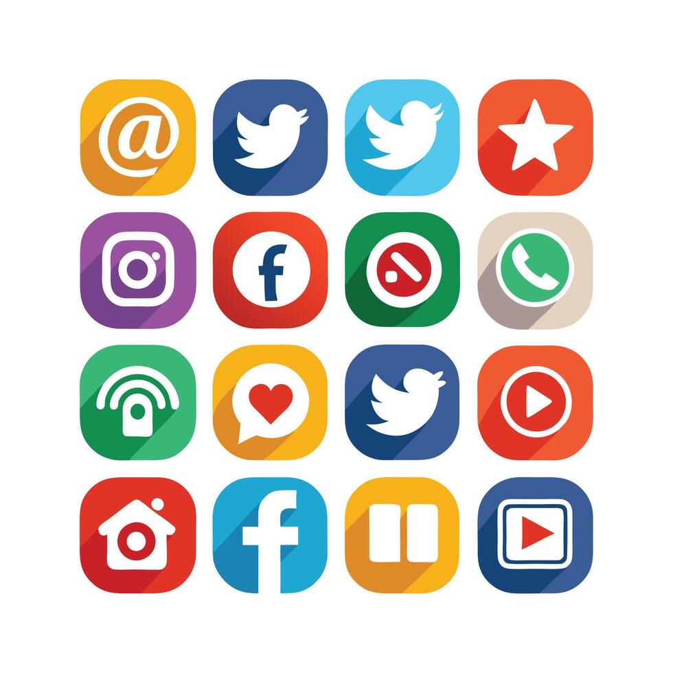 Social Media Icon Set Collection for Websites and Mobile Applications vector
