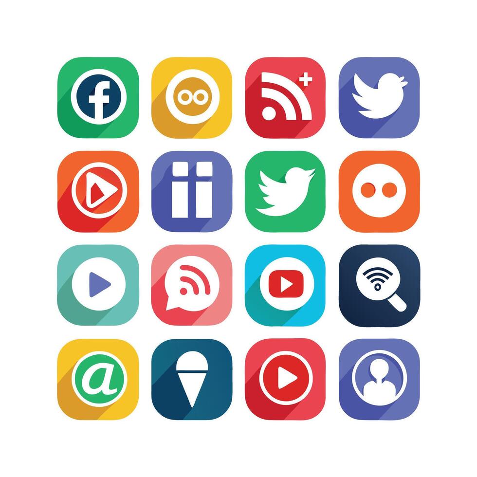 Social Media Icon Set Collection for Websites and Mobile Applications vector