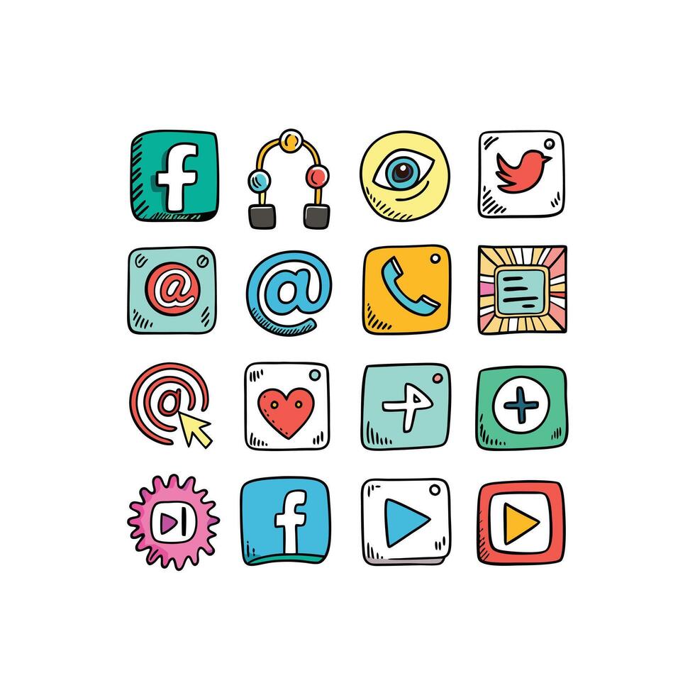 Social Media Icon Set Collection for Websites and Mobile Applications vector