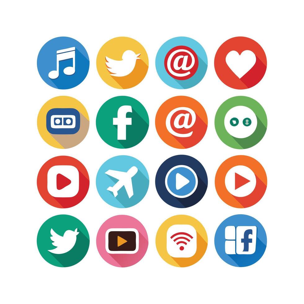 Social Media Icon Set Collection for Websites and Mobile Applications vector