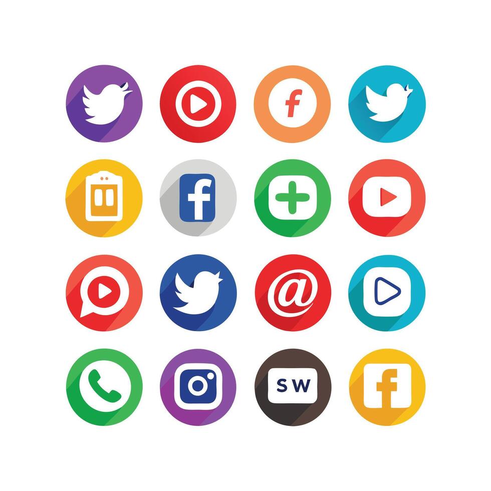 Social Media Icon Set Collection for Websites and Mobile Applications vector