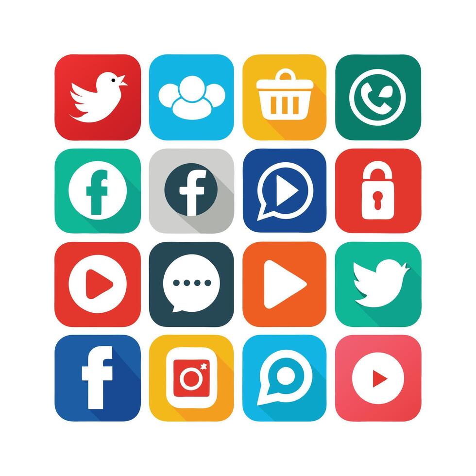 Social Media Icon Set Collection for Websites and Mobile Applications vector