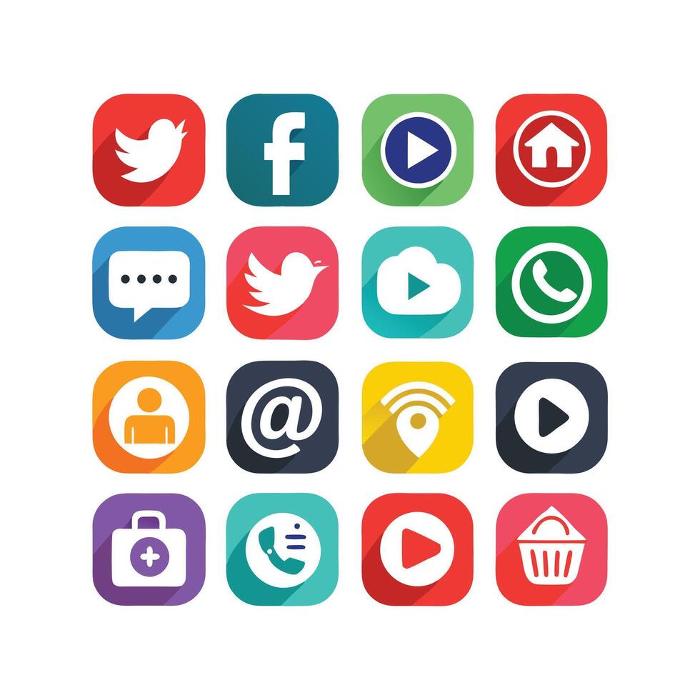 Social Media Icon Set Collection for Websites and Mobile Applications vector