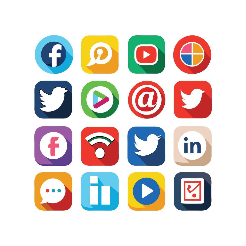 Social Media Icon Set Collection for Websites and Mobile Applications vector