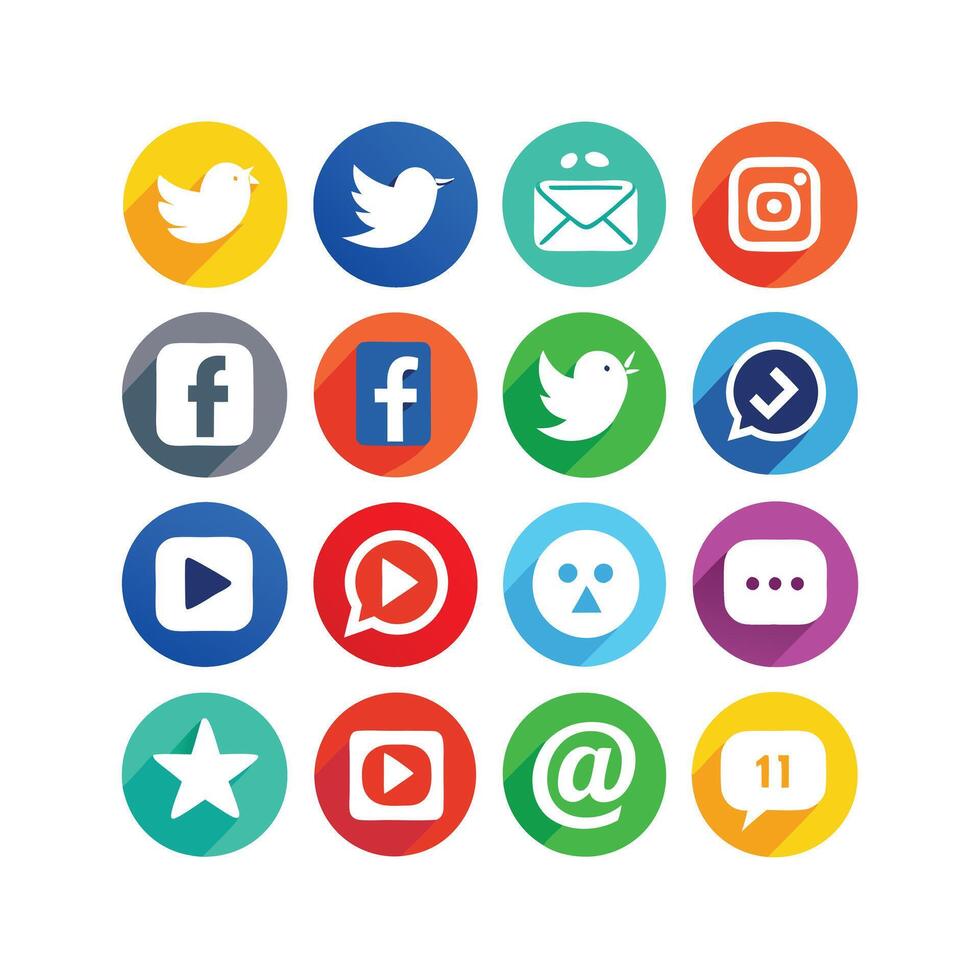 Social Media Icon Set Collection for Websites and Mobile Applications vector