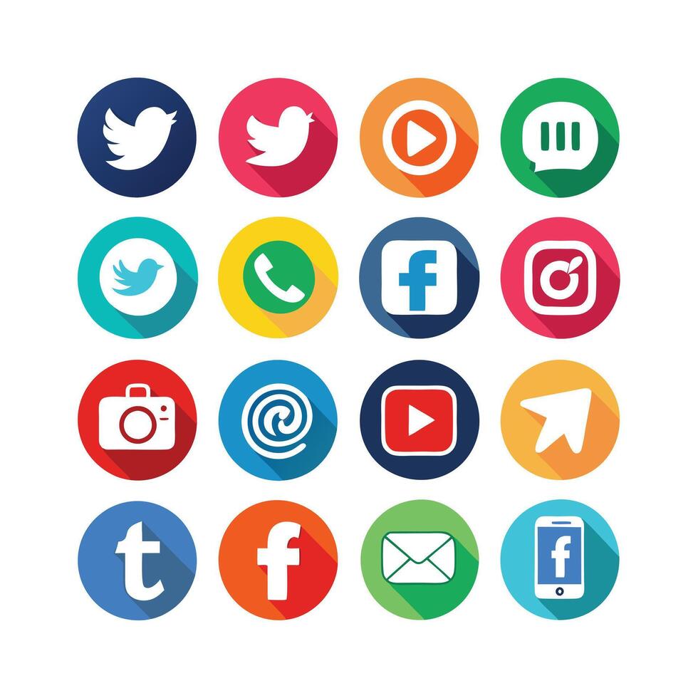Social Media Icon Set Collection for Websites and Mobile Applications vector