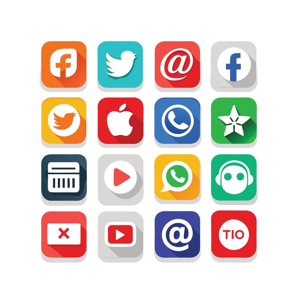 Social Media Icon Set Collection for Websites and Mobile Applications vector