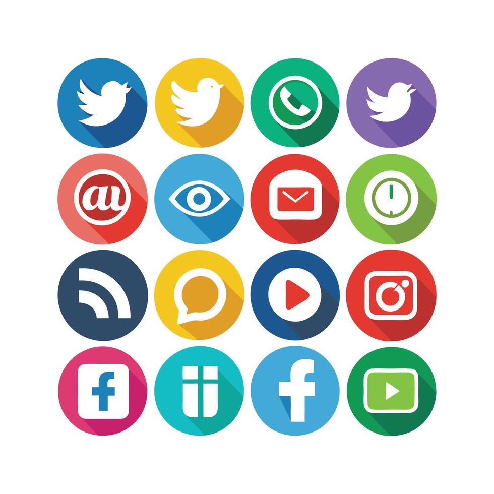 Social Media Icon Set Collection for Websites and Mobile Applications vector