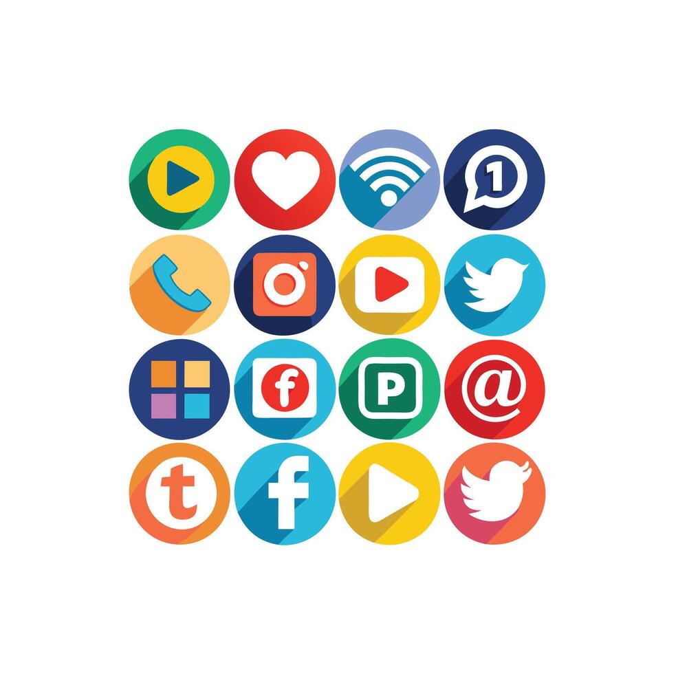 Social Media Icon Set Collection for Websites and Mobile Applications vector