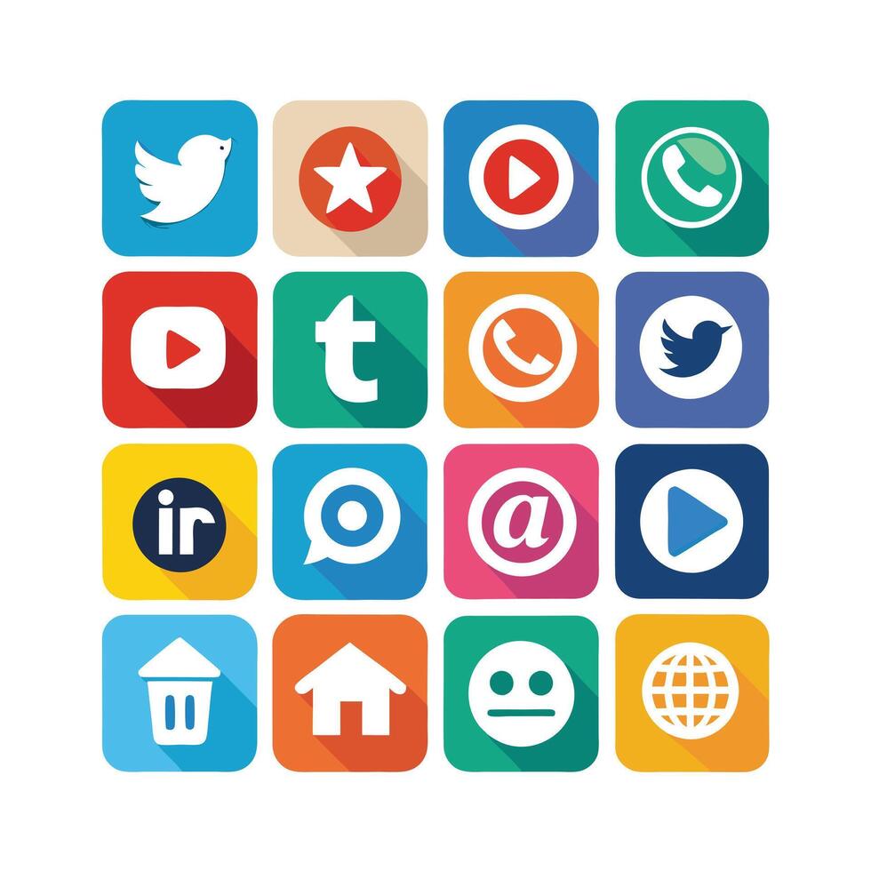 Social Media Icon Set Collection for Websites and Mobile Applications vector