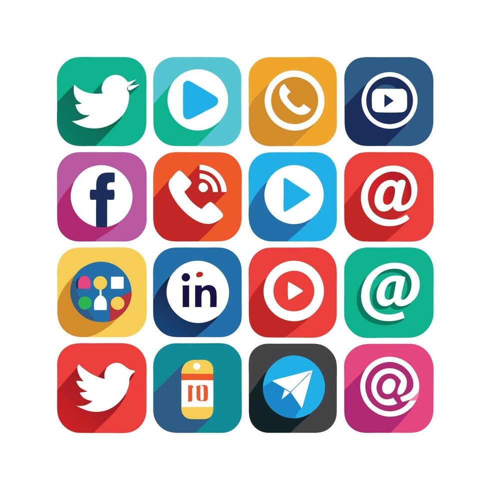 Social Media Icon Set Collection for Websites and Mobile Applications vector