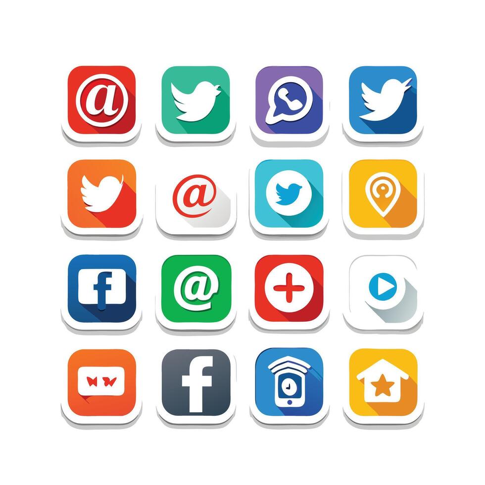 Social Media Icon Set Collection for Websites and Mobile Applications vector