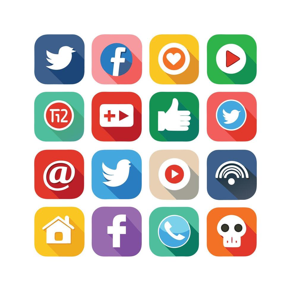 Social Media Icon Set Collection for Websites and Mobile Applications vector