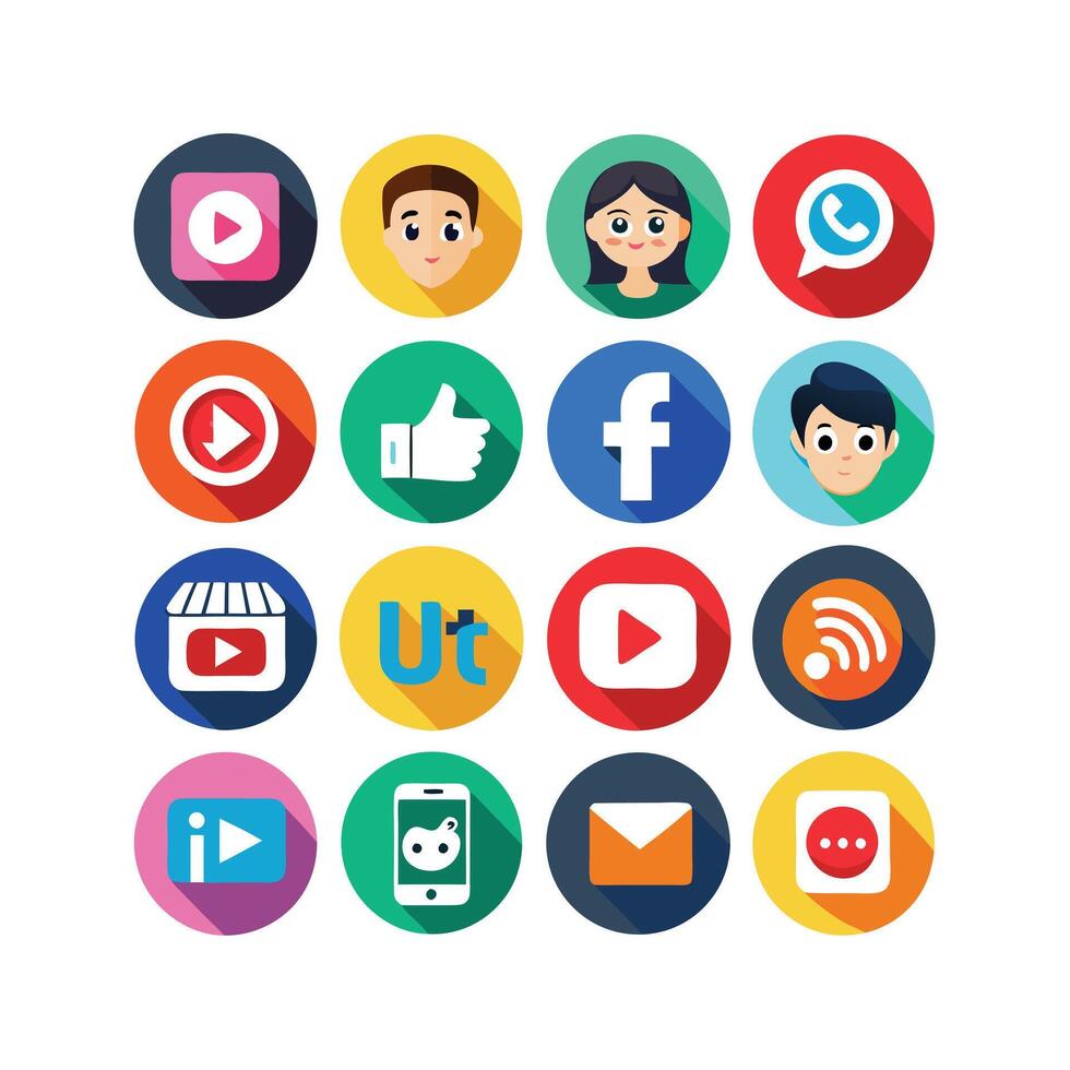 Social Media Icon Set Collection for Websites and Mobile Applications vector