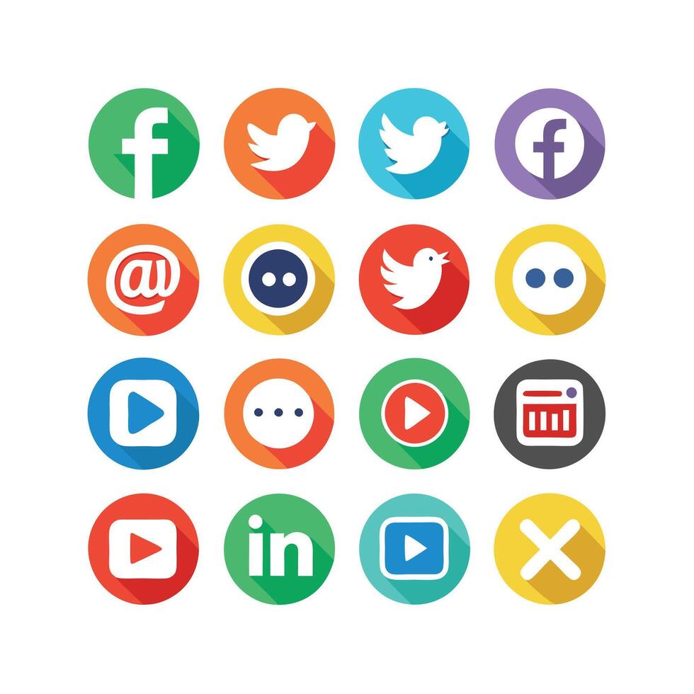 Social Media Icon Set Collection for Websites and Mobile Applications vector