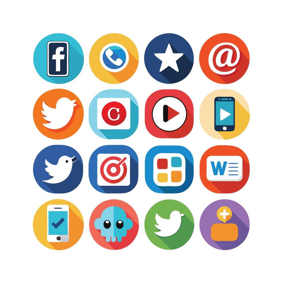 Social Media Icon Set Collection for Websites and Mobile Applications vector